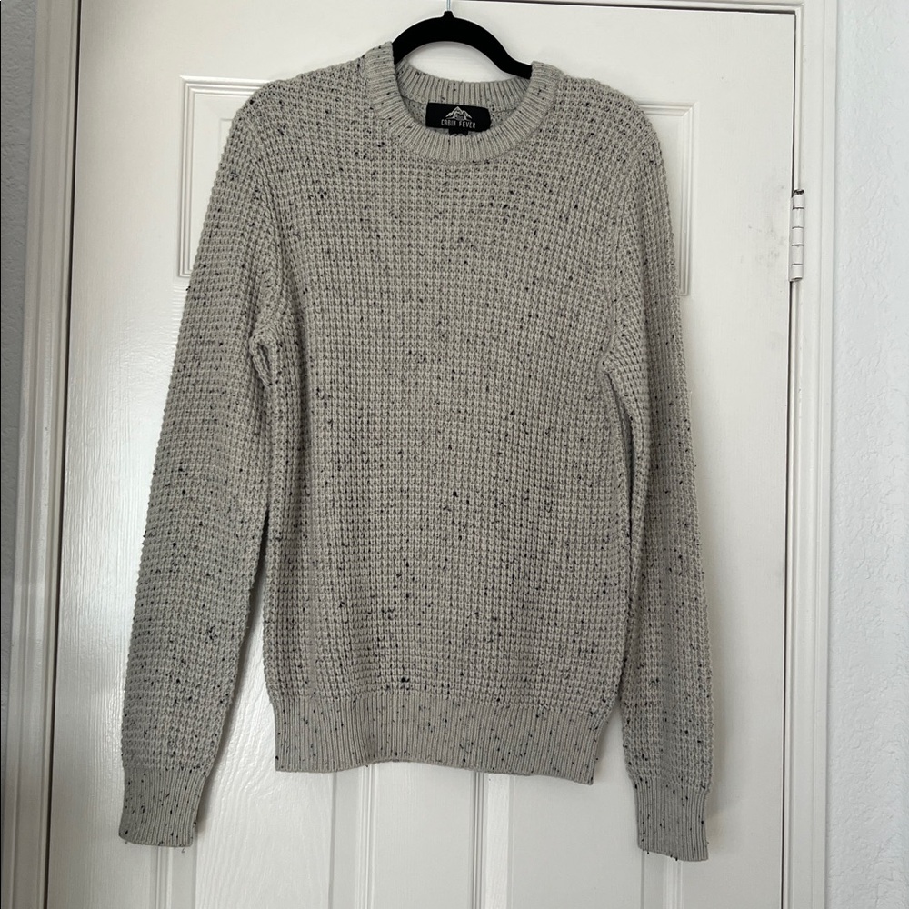 Cabin Fever Waffle Knit Sweater with Speckles in Gray